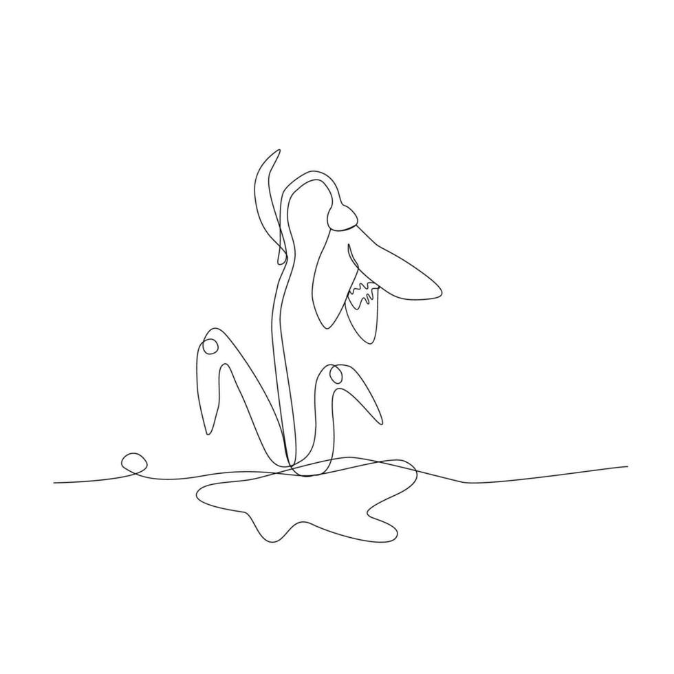 Snowdrop isolated in line art style outline. vector