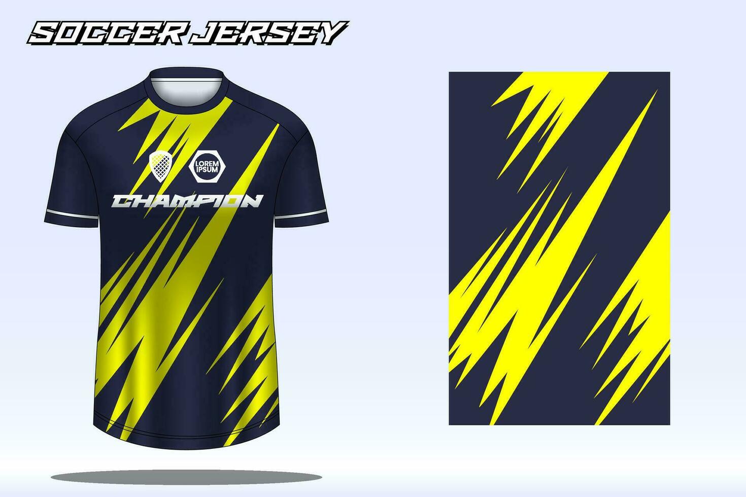 Soccer jersey mockup for football club. Vector sublimation sports apparel design. Uniform front view templates football jersey.