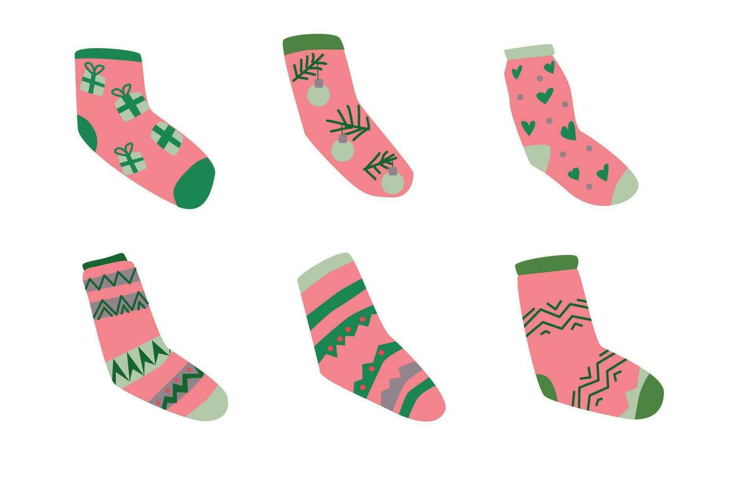 cute pink socks for winter holiday collection vector