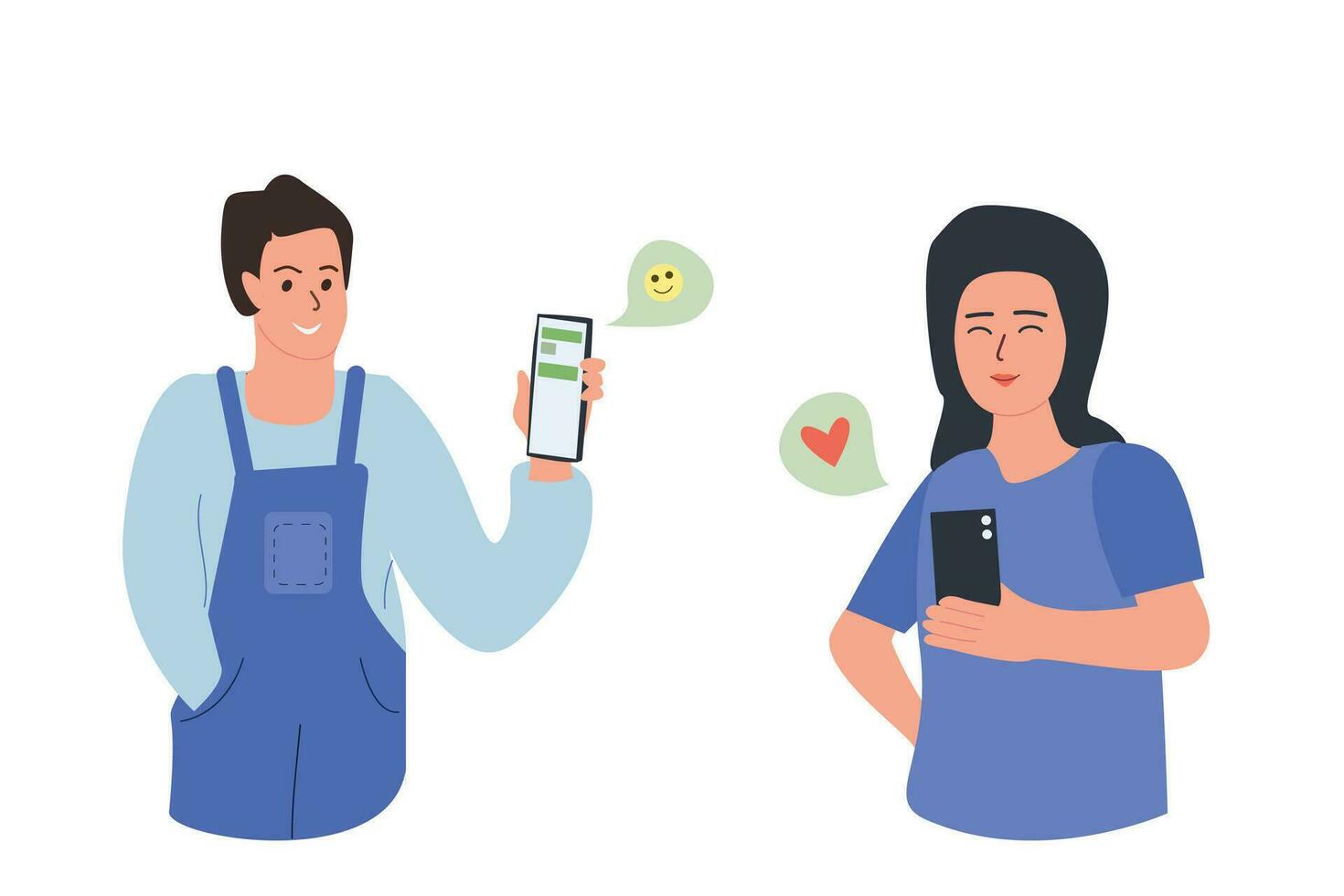 a set of men and women using instant messengers vector