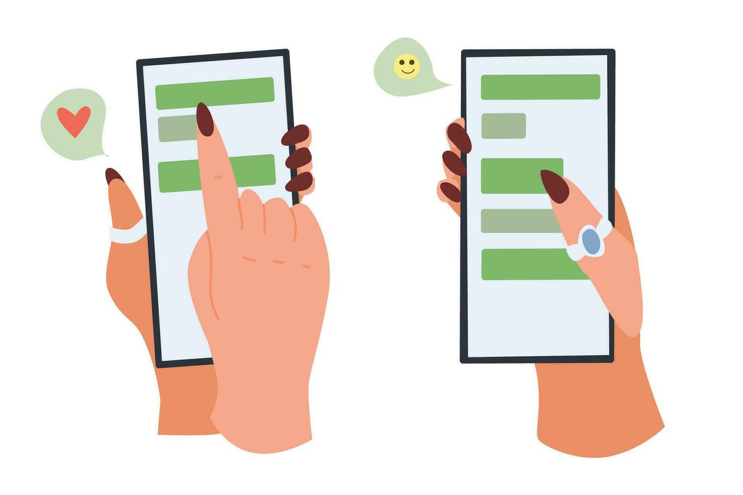 hands holding smartphone, concept messengers vector