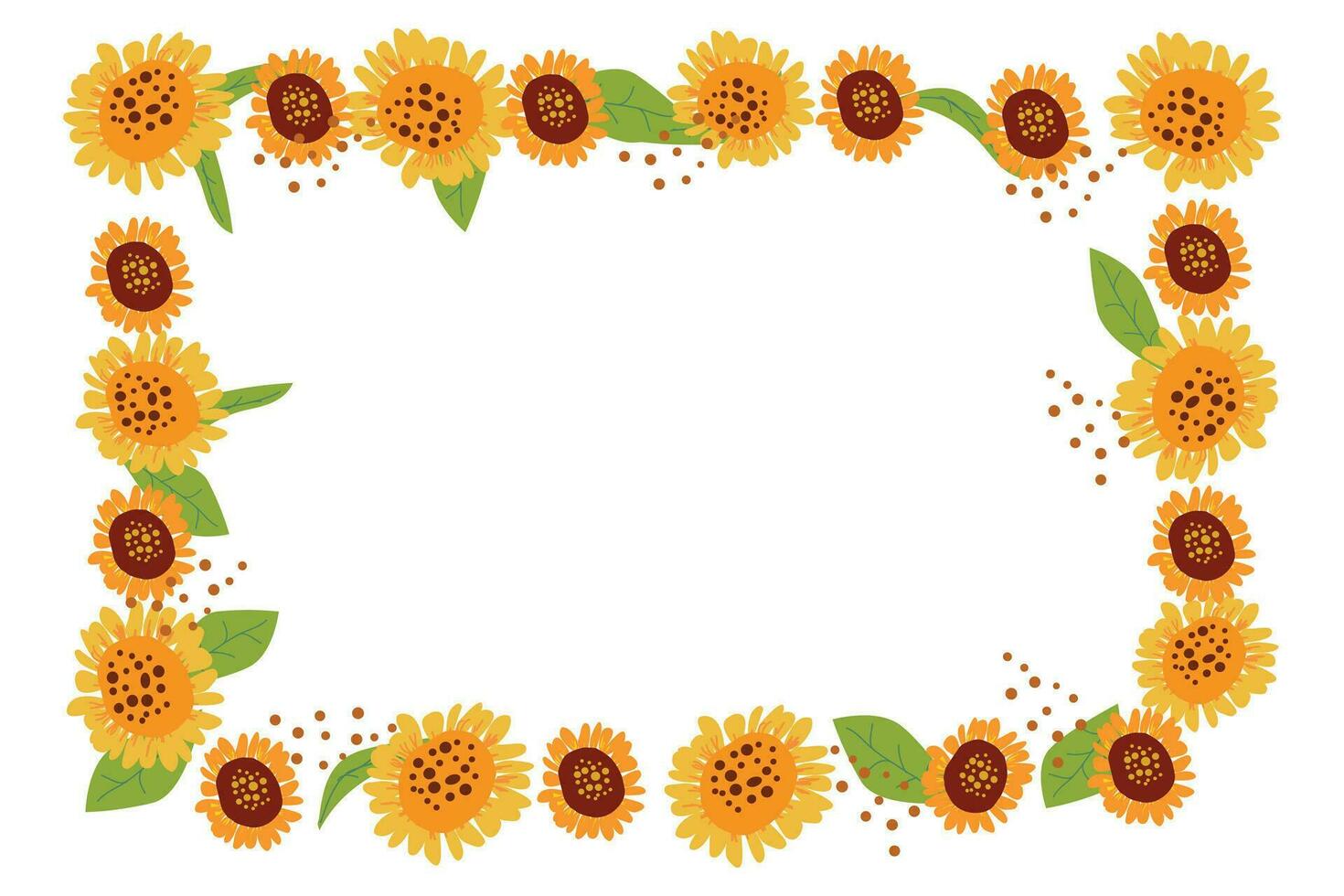 bright frame border with sunflower and leaves vector