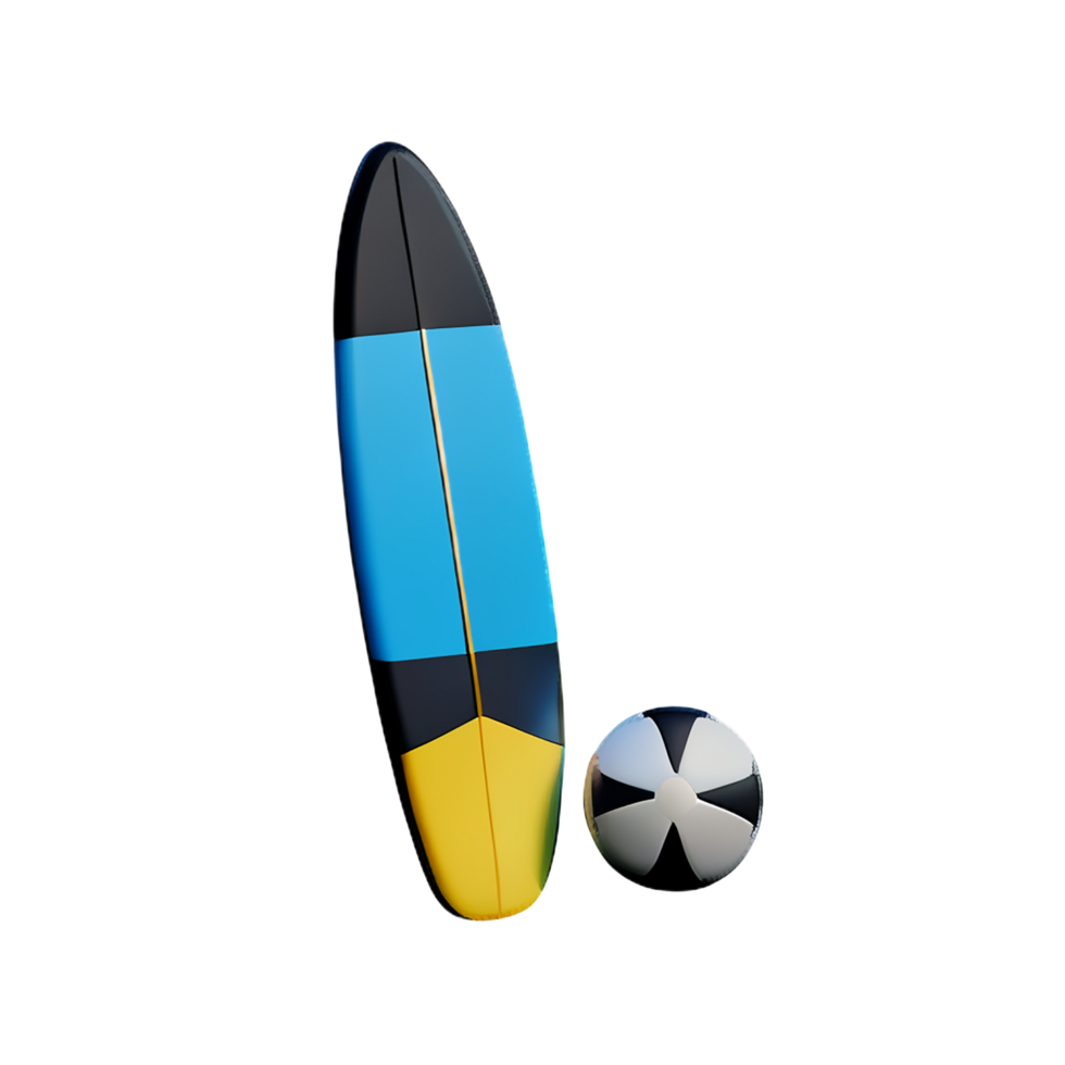 planche de surf 3d le rendu icône illustration png
