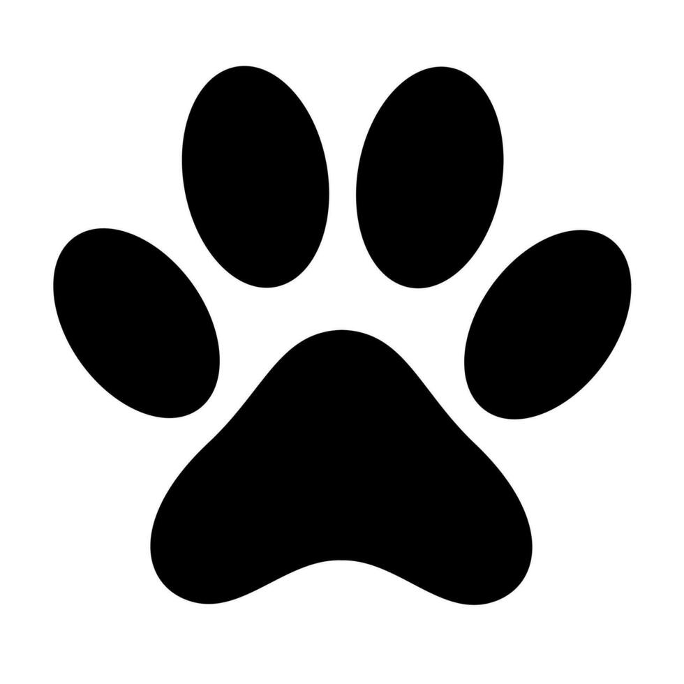 mascota pata negro silueta vector símbolo icono aislado en blanco. vector ilustración