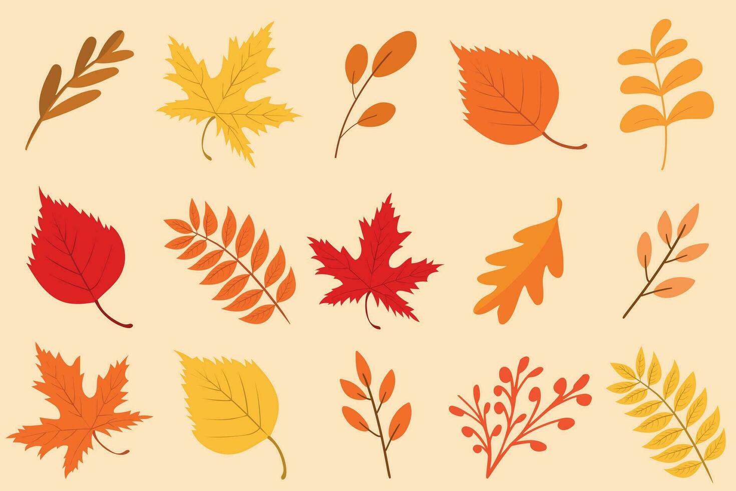 Autumn leaves watercolor set, great design for any purposes. botanical background. Forest design elements. Hello Autumn illustrations. Perfect for seasonal advertisement, invitations, cards vector