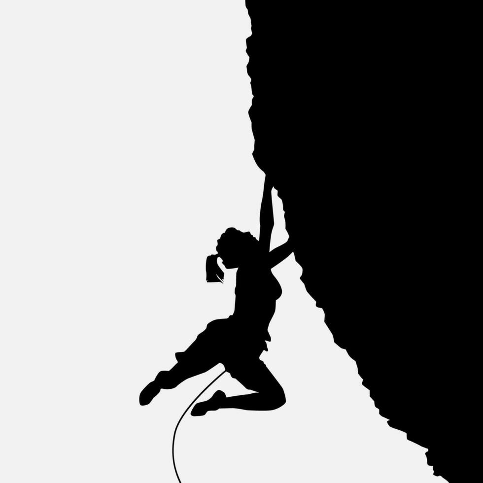 High details of climbing silhouette. Minimal symbol and logo of sport. Fit for element design, background, banner, backdrop, cover, logotype. Isolated on black background. Vector Eps 10