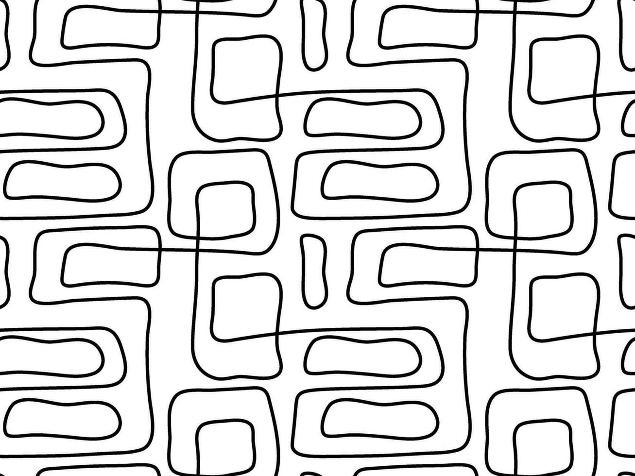 Seamless vector pattern of abstract continuous single line. One line art, geometry, wave, doodle