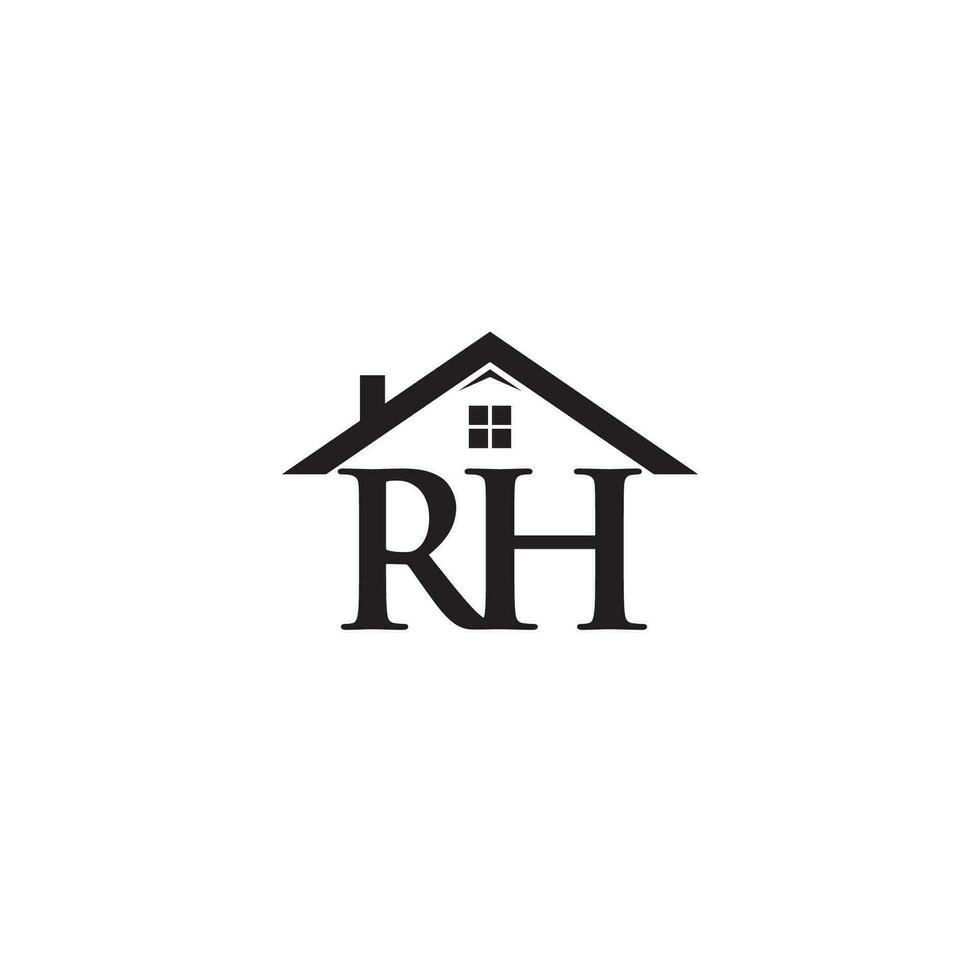 letra rh y casa logo o icono diseño vector