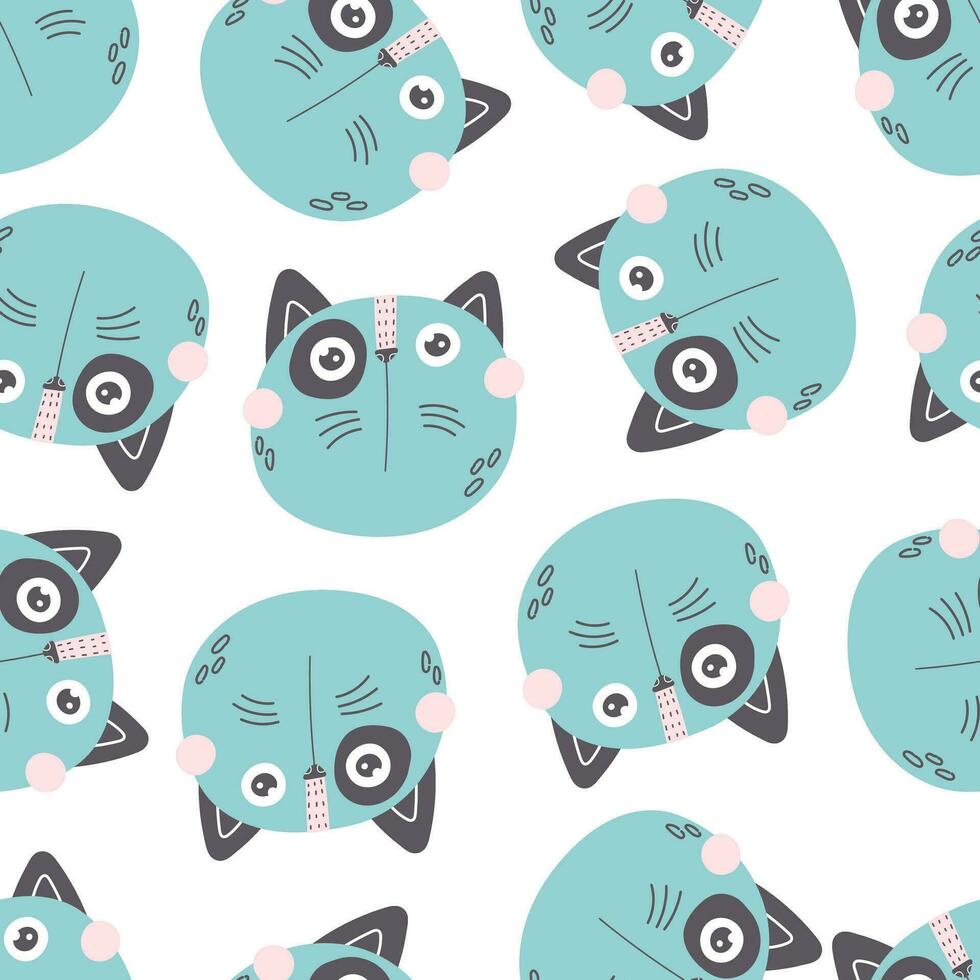 seamless pattern with cartoon cats. Colorful vector flat for kids. hand drawing. baby design for fabric, print, wrapper, textile