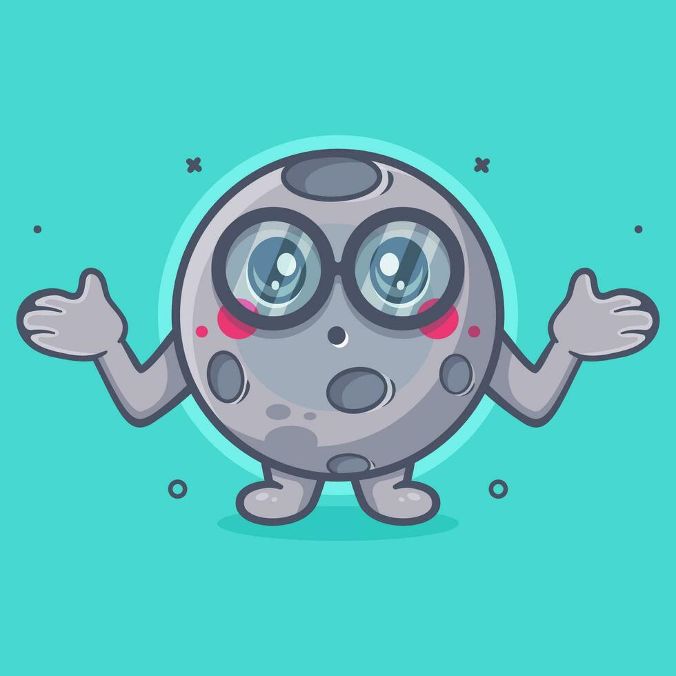 kawaii moon character mascot with confused expression isolated cartoon in flat style design vector