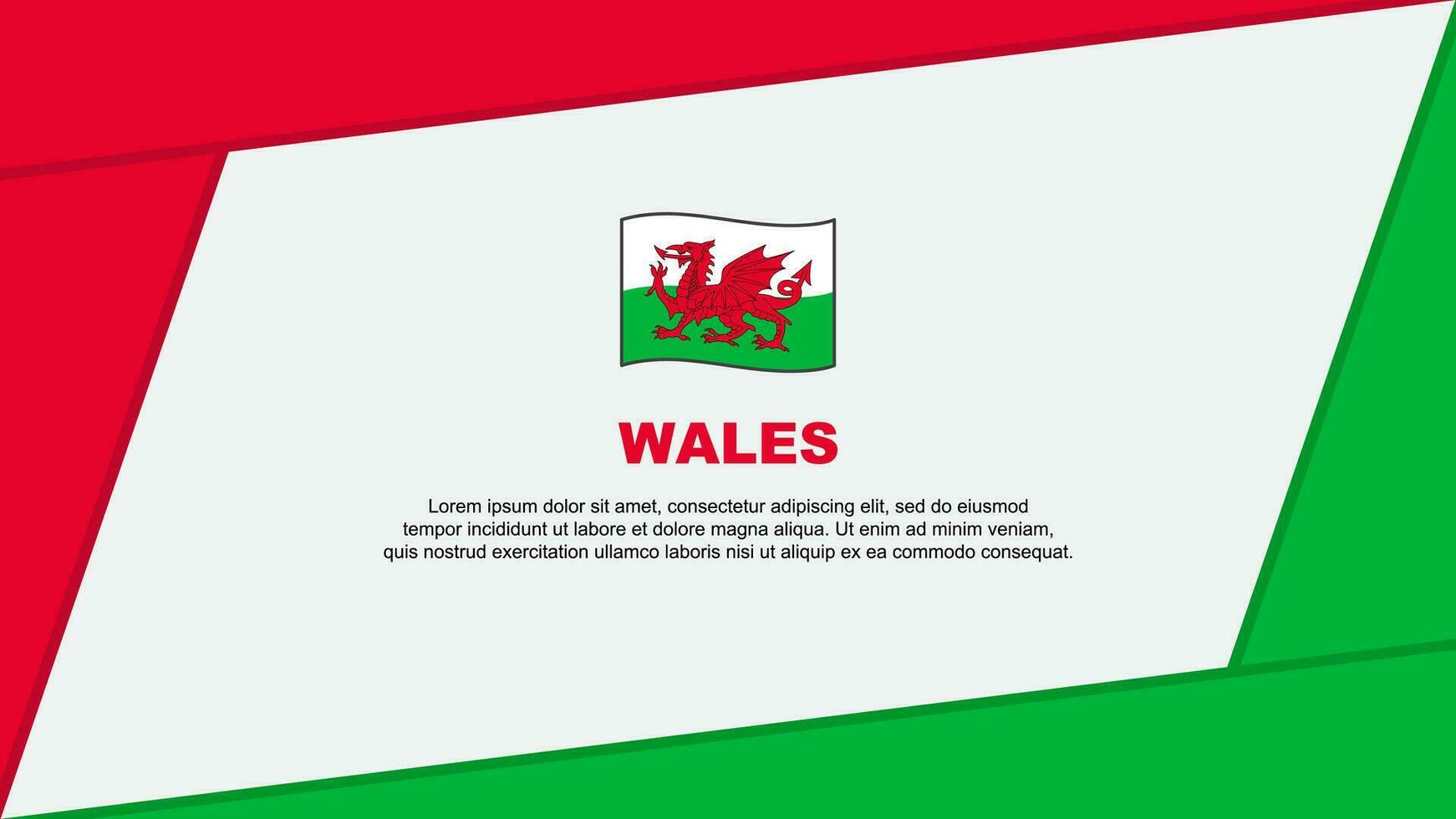 Gales bandera resumen antecedentes diseño modelo. Gales independencia día bandera dibujos animados vector ilustración. Gales bandera