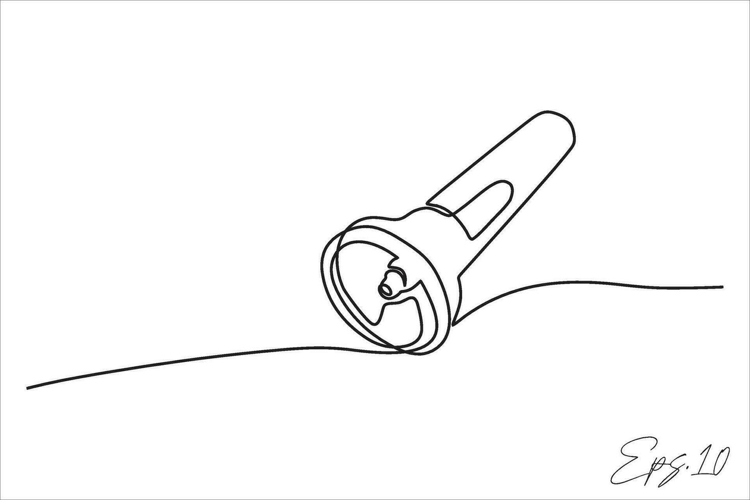 vintage flashlight continuous line vector illustration