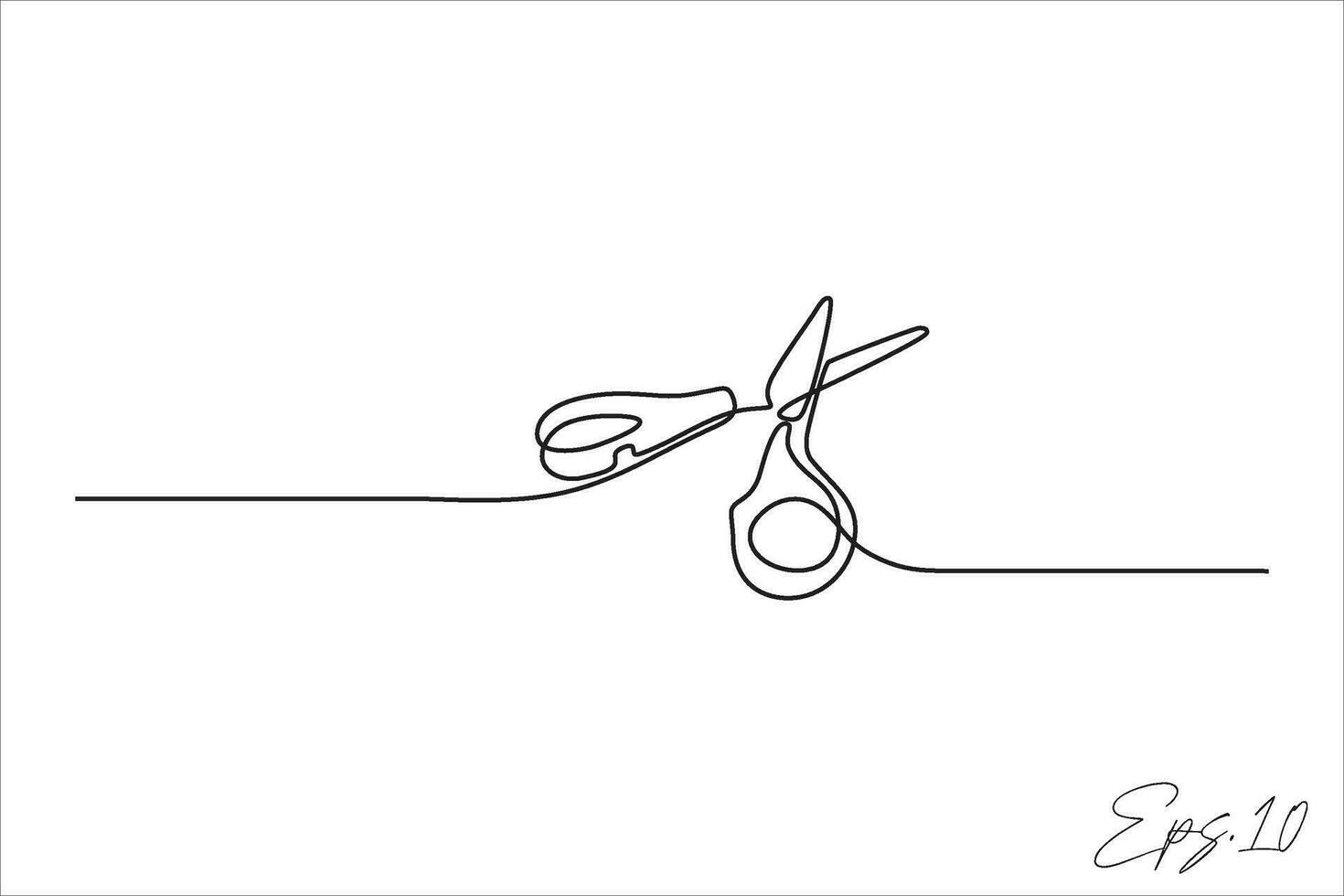 scissors continuous line vector illustration