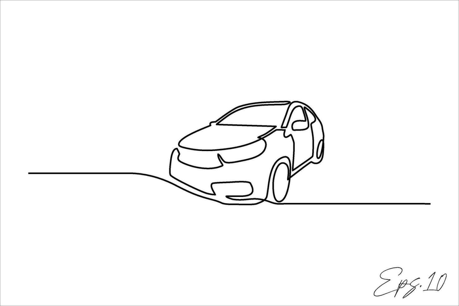 urban car continuous line vector illustration