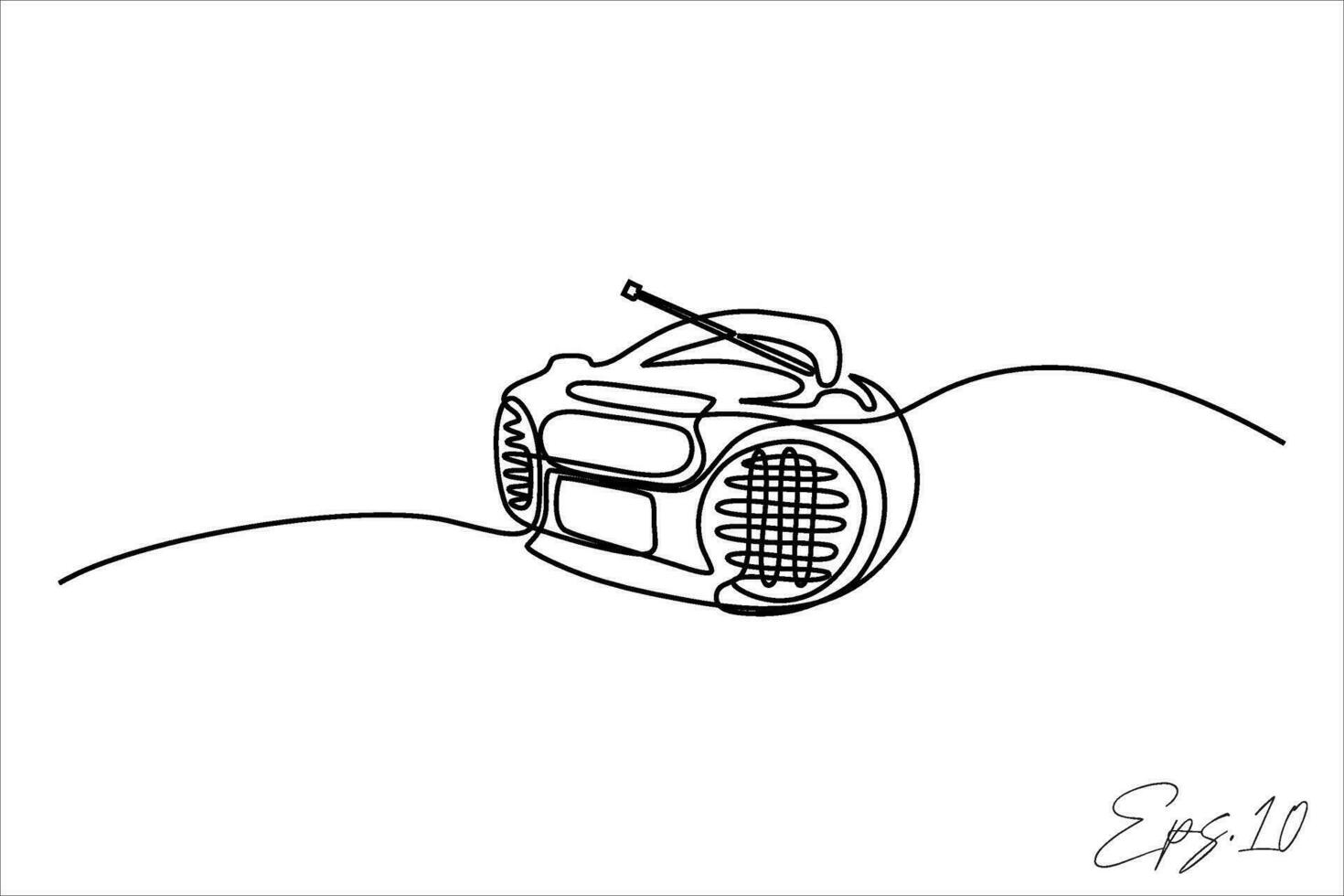 radio continuous line vector illustration