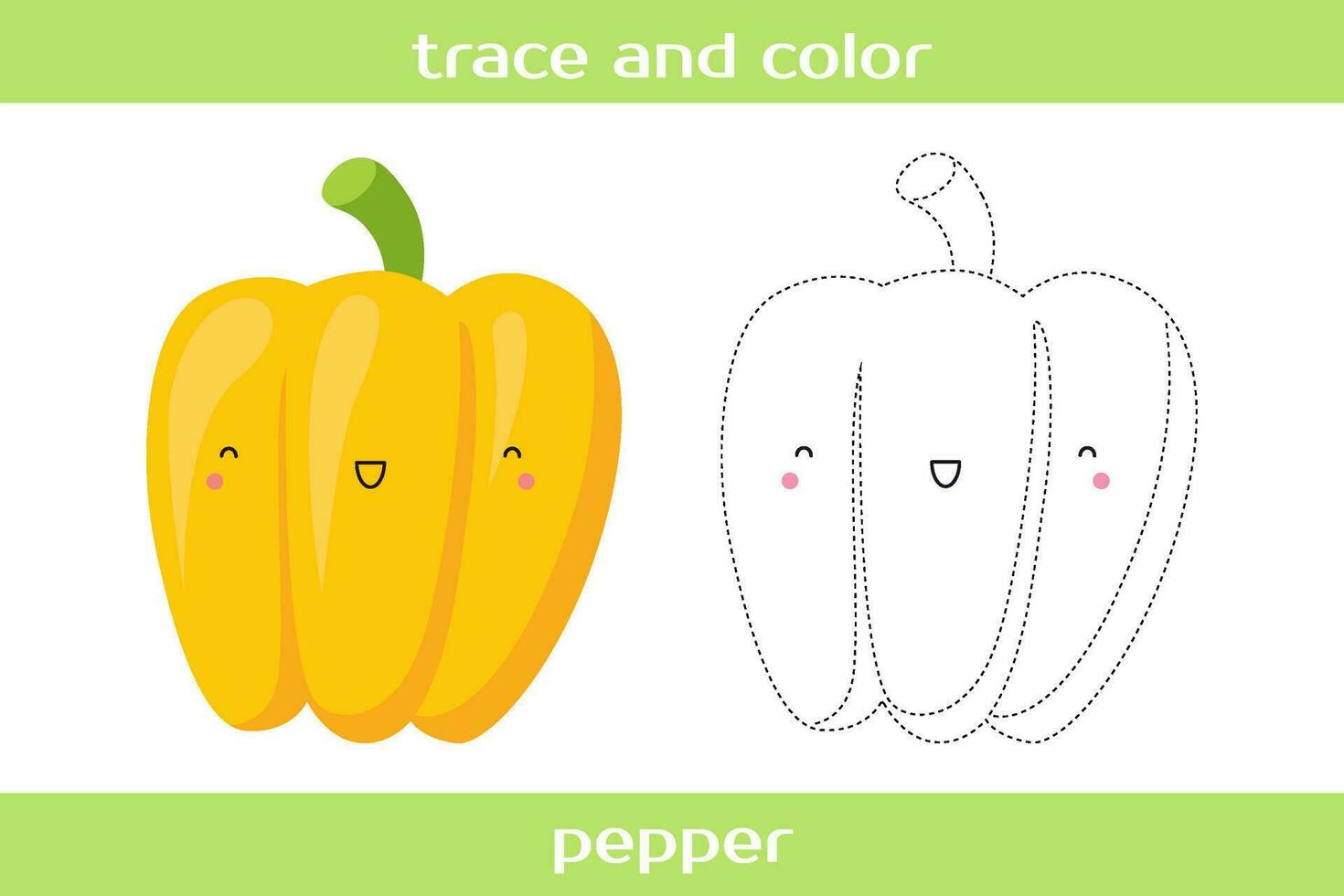 Trace and color cute kawaii pencil. Educational worksheet. 2250536