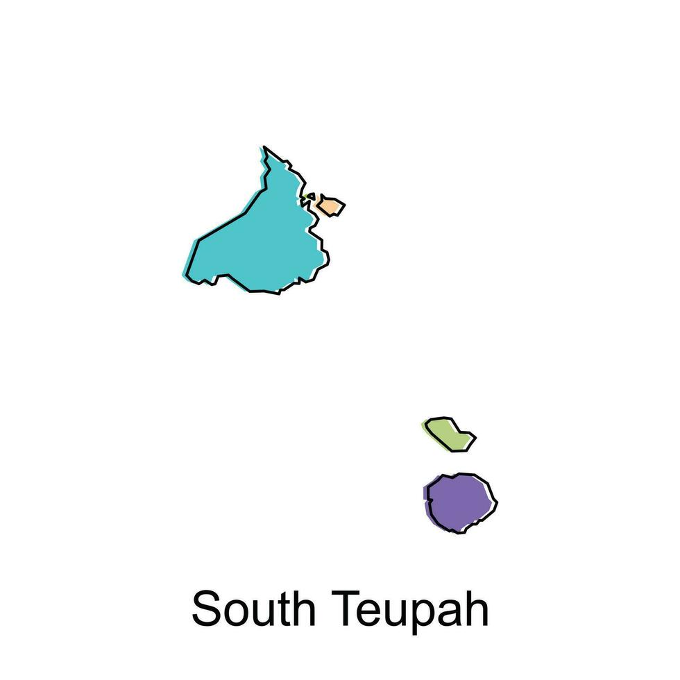 South Teupah map City. vector map of province Aceh capital Country colorful design, illustration design template on white background