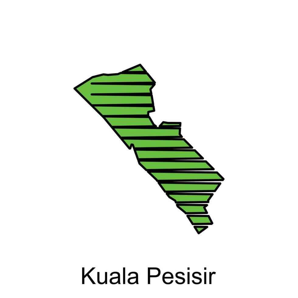 Kuala Pesisir map City. vector map of province Aceh capital Country colorful design, illustration design template on white background