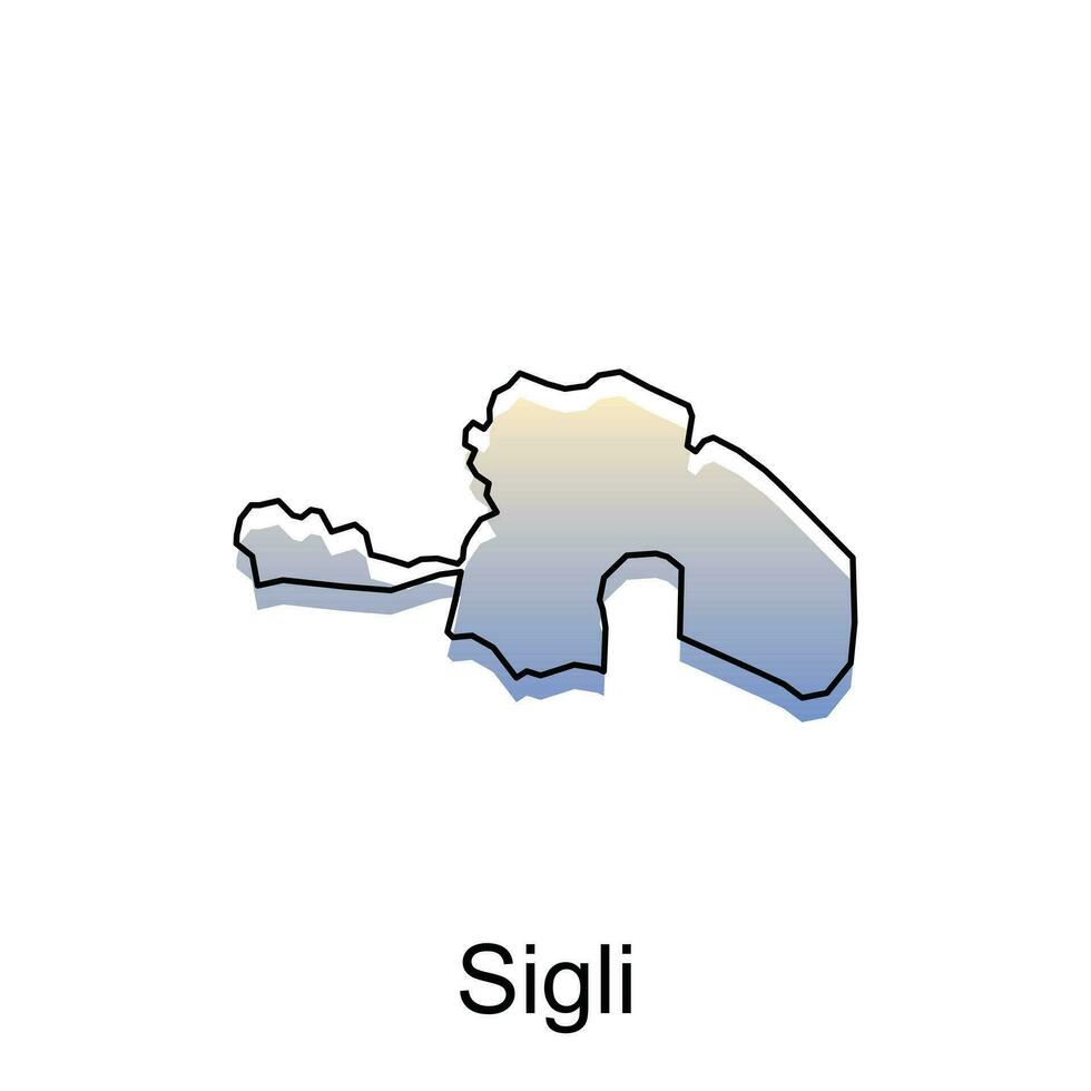 Map City of Sigli illustration design, World Map International vector template with outline graphic sketch style isolated on white background