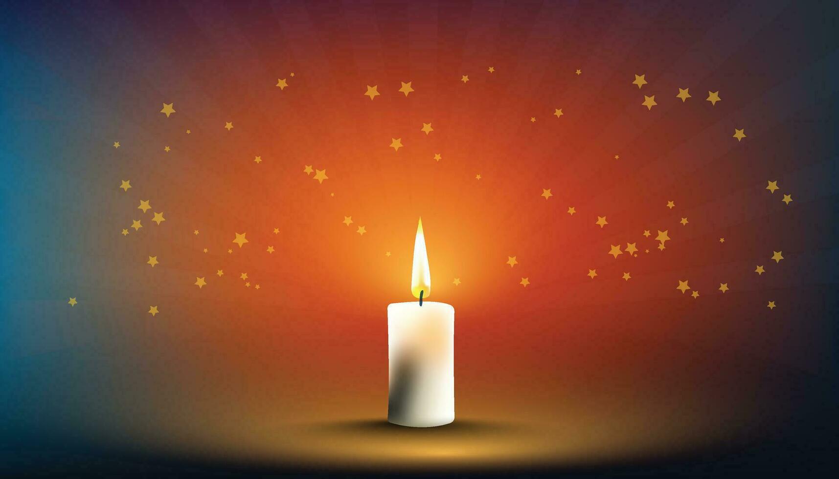 Burning candle on a dark background vector