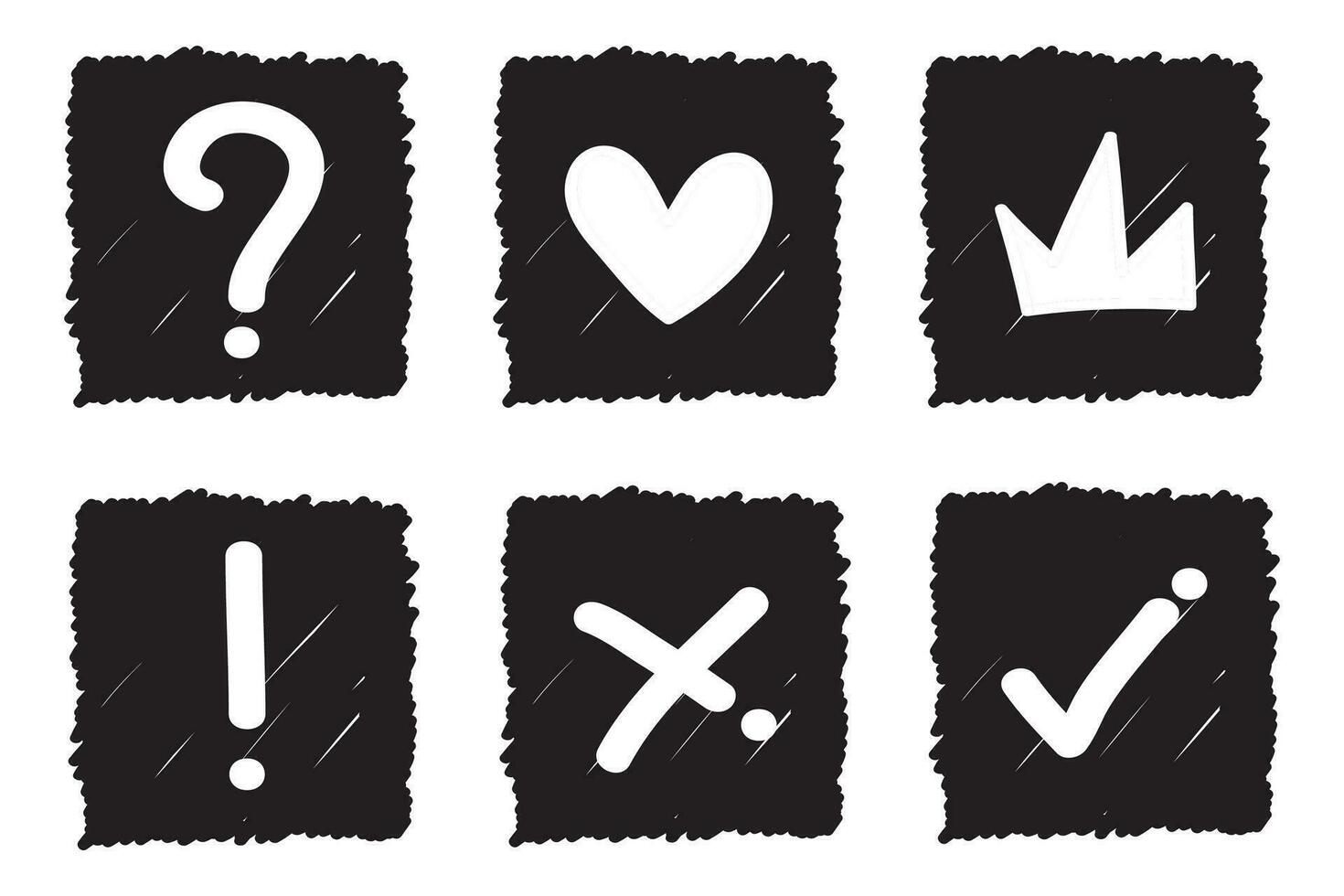 doodle sketch pen and scribbled elements of heart, crown, question mark, agree mark,isolated on white background .vector illustration vector