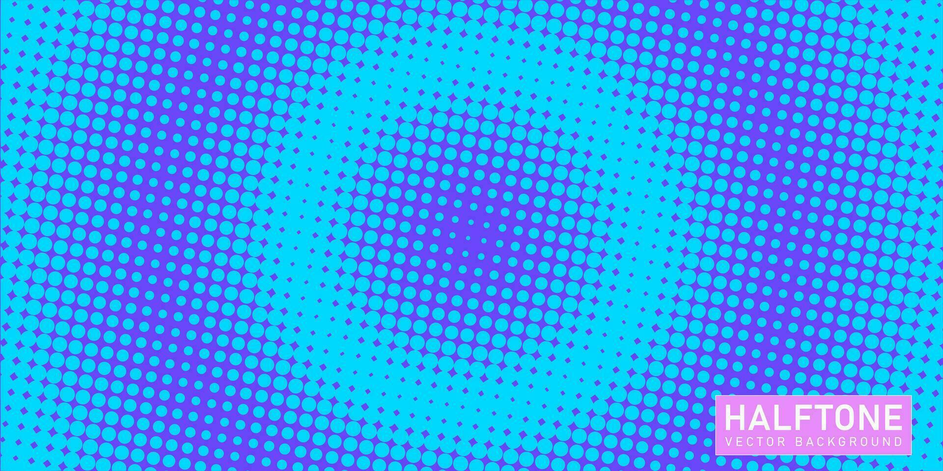 Color halftone texture, abstract blue circle dotted pattern gradient background vector