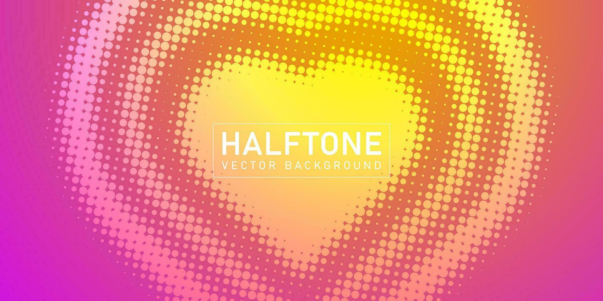 Color halftone texture, abstract yellow pink dotted gradient background with heart shape vector