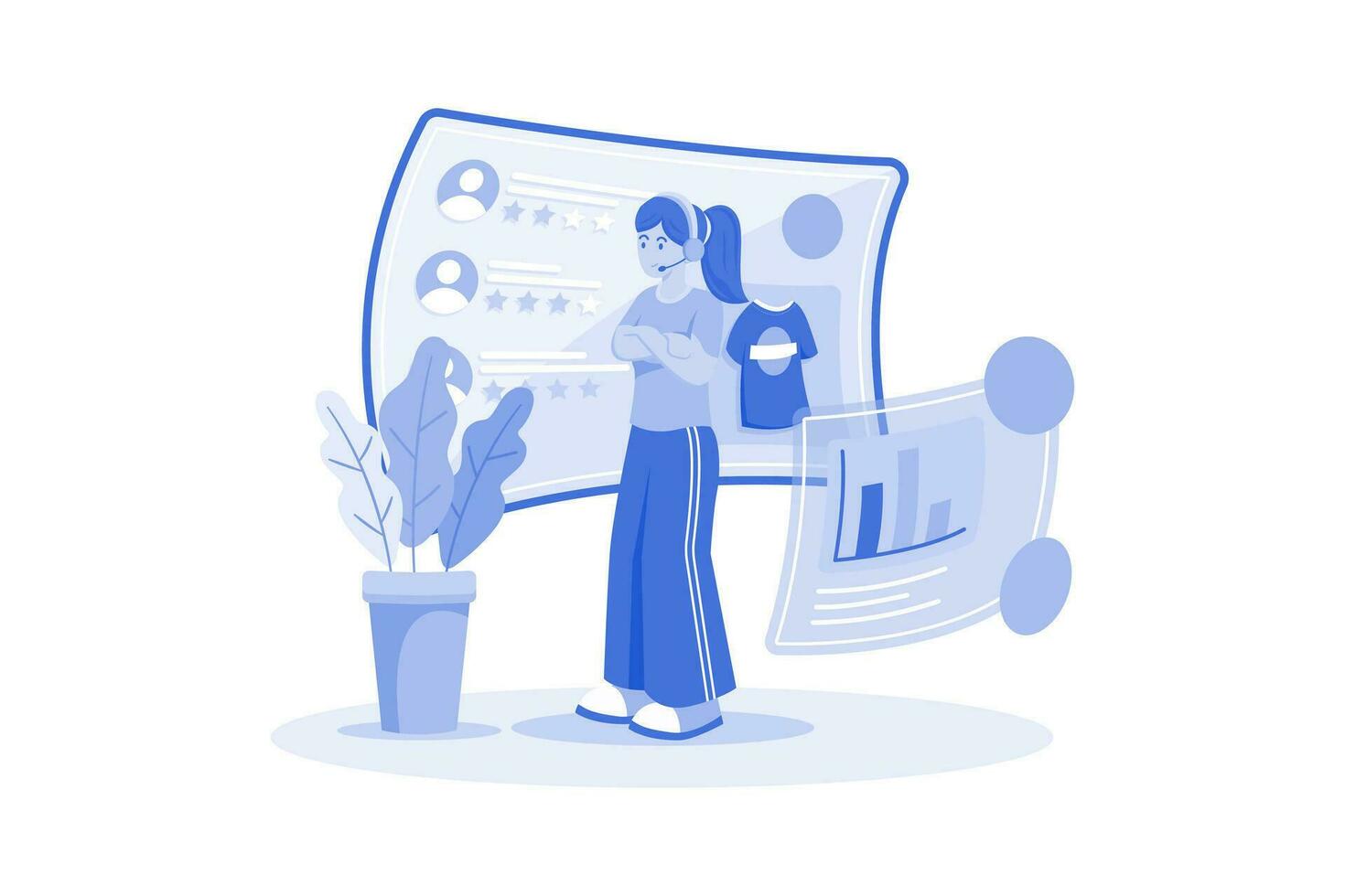 Tech support rep refines technical support processes. vector