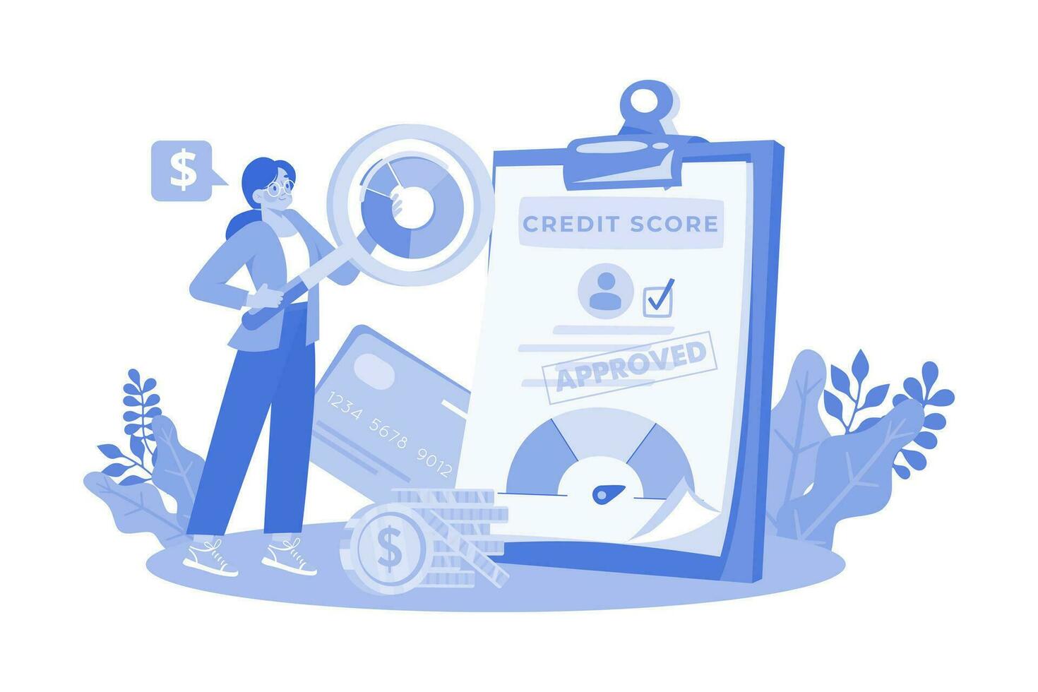 Credit analyst evaluates businesses of creditworthiness vector