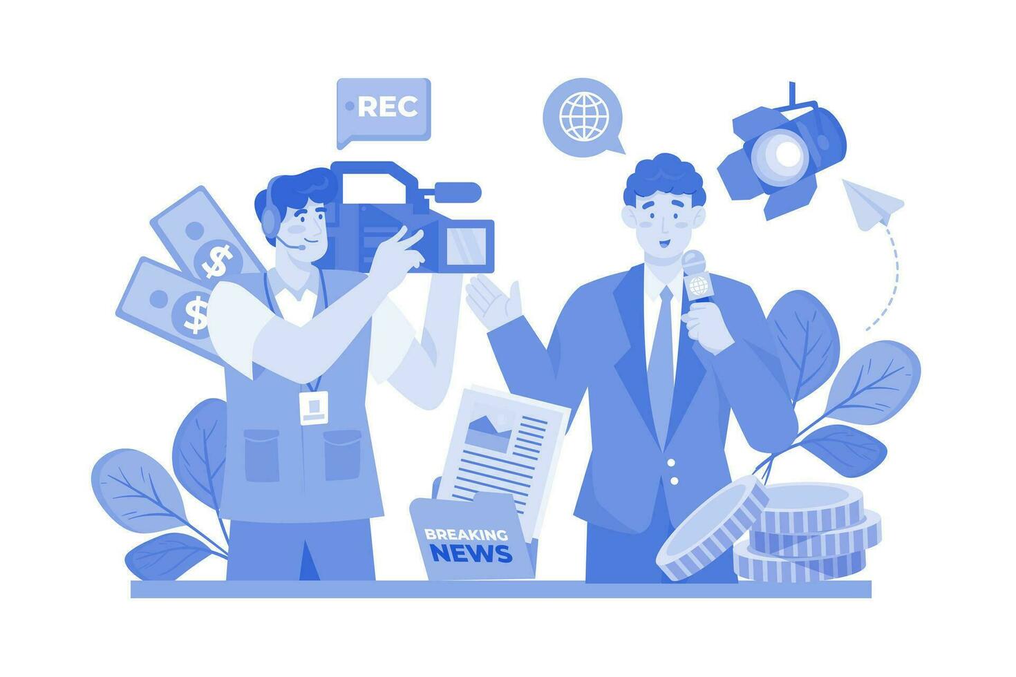 Financial journalists report on financial news and trends. vector