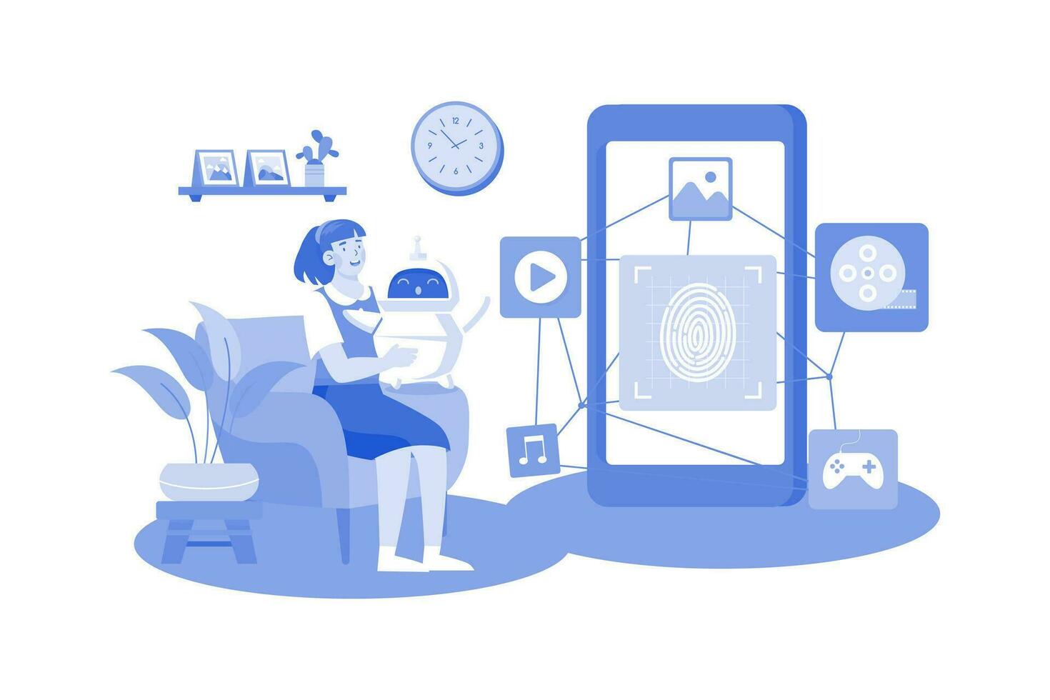 AI enhances image and video recognition. vector