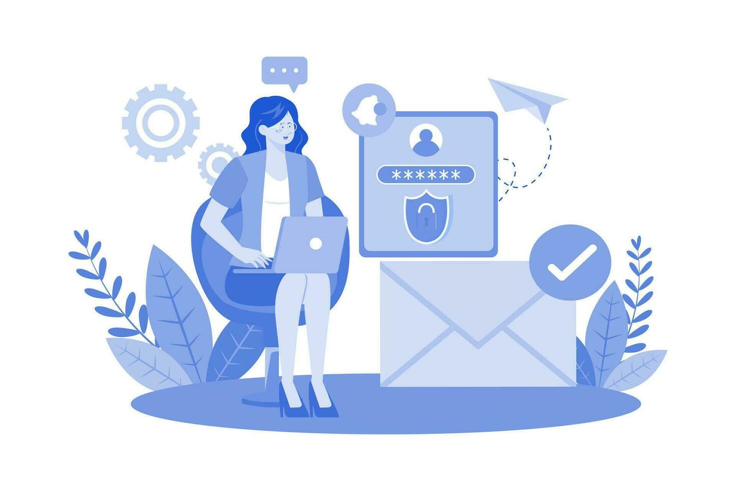 Users sign up for email service for online communication. vector