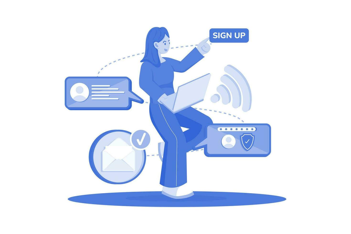 Users sign up for email service vector