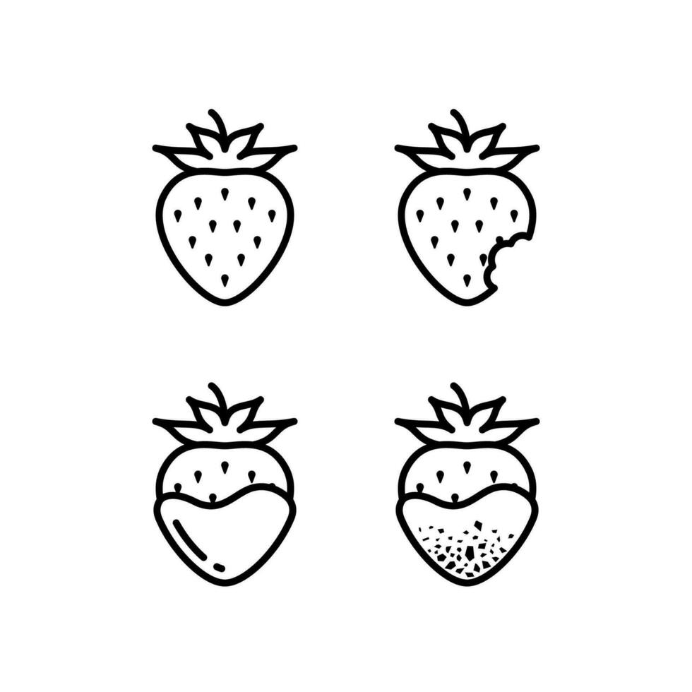 Strawberry Black Outline Icon vector