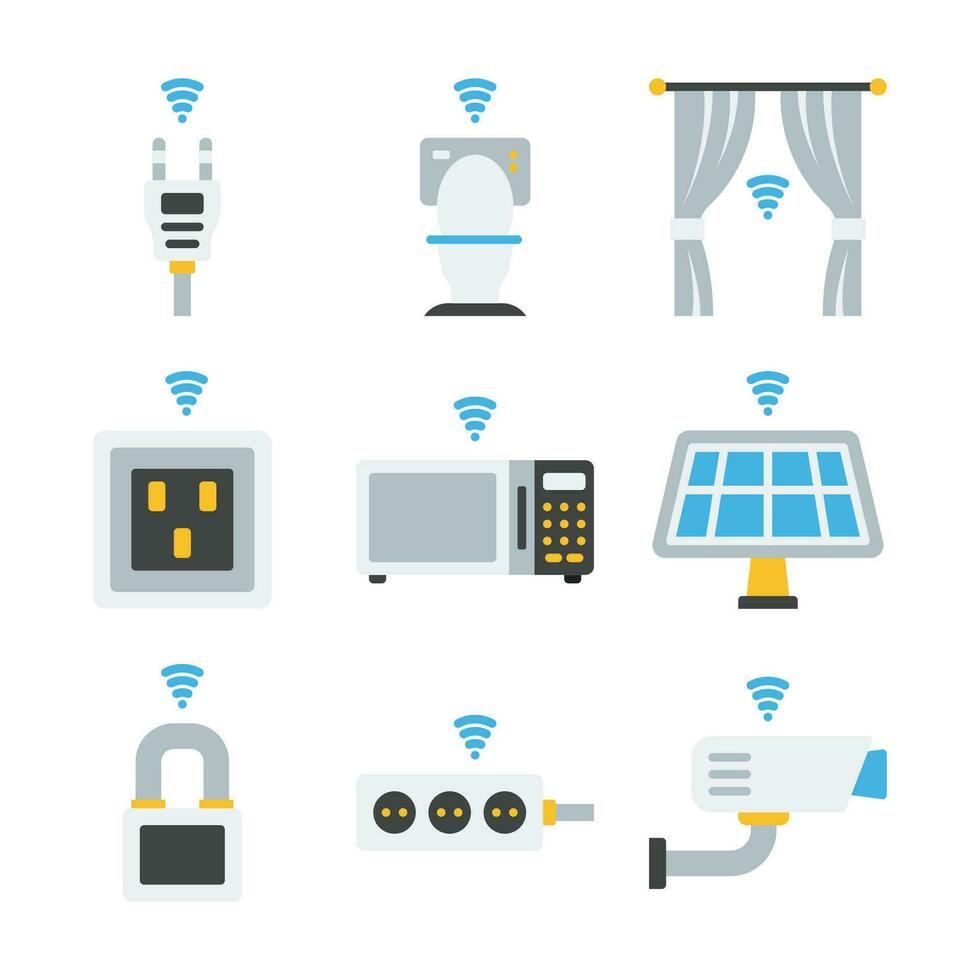 Smart Home Automation System Color Vector Elements Icons