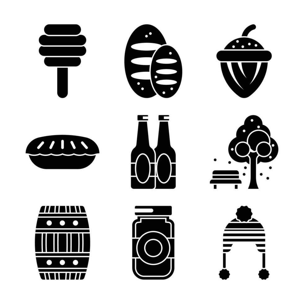 Set of Autumn Season Glyph Elements and Icons Pack vector