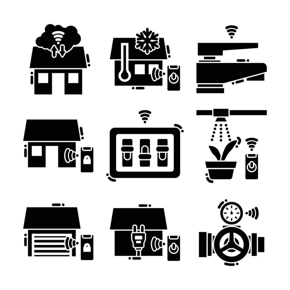 Smart Home Automation System Glyph Vector Elements Icons