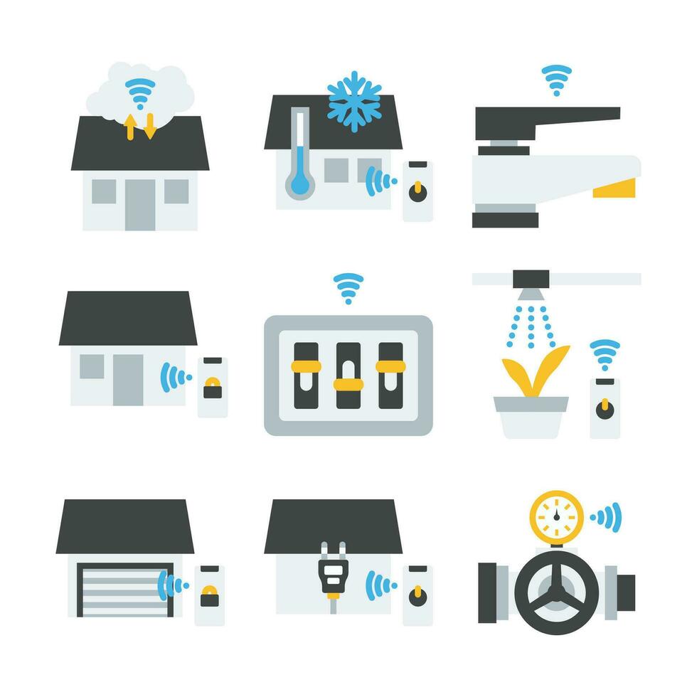 Smart Home Automation System Color Vector Elements Icons