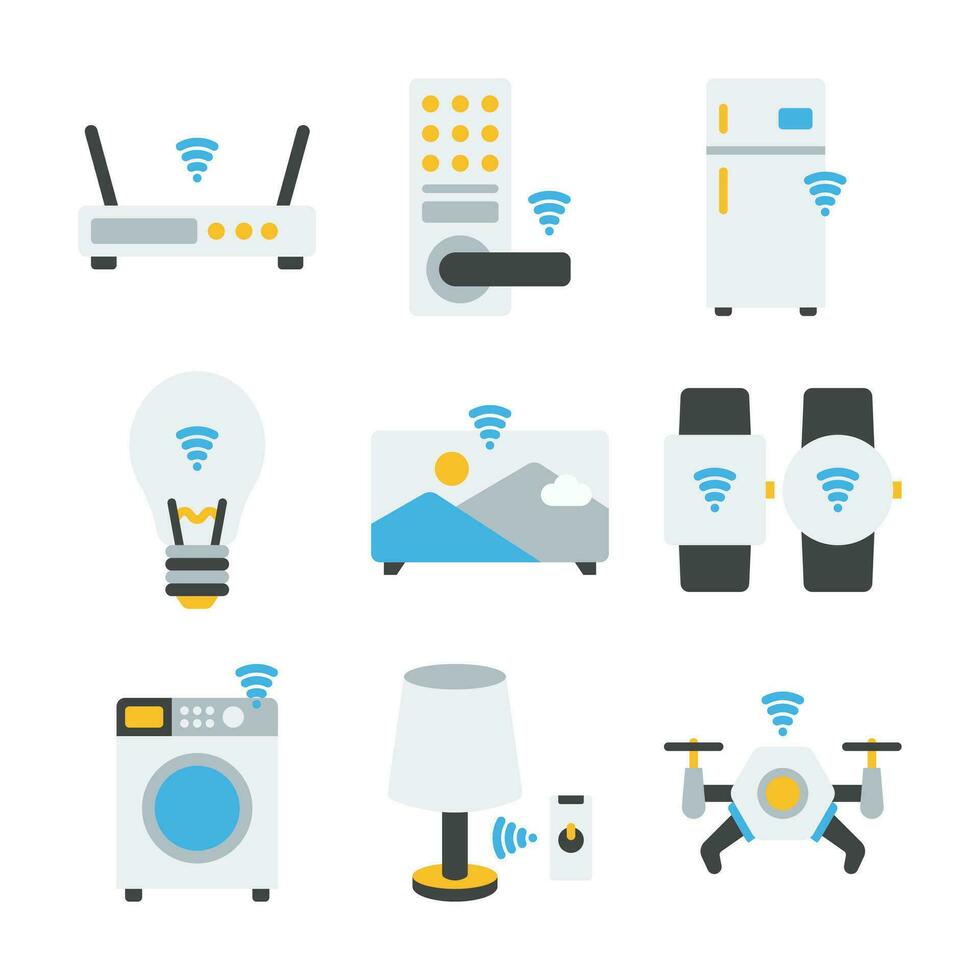 Smart Home Automation System Color Vector Elements Icons