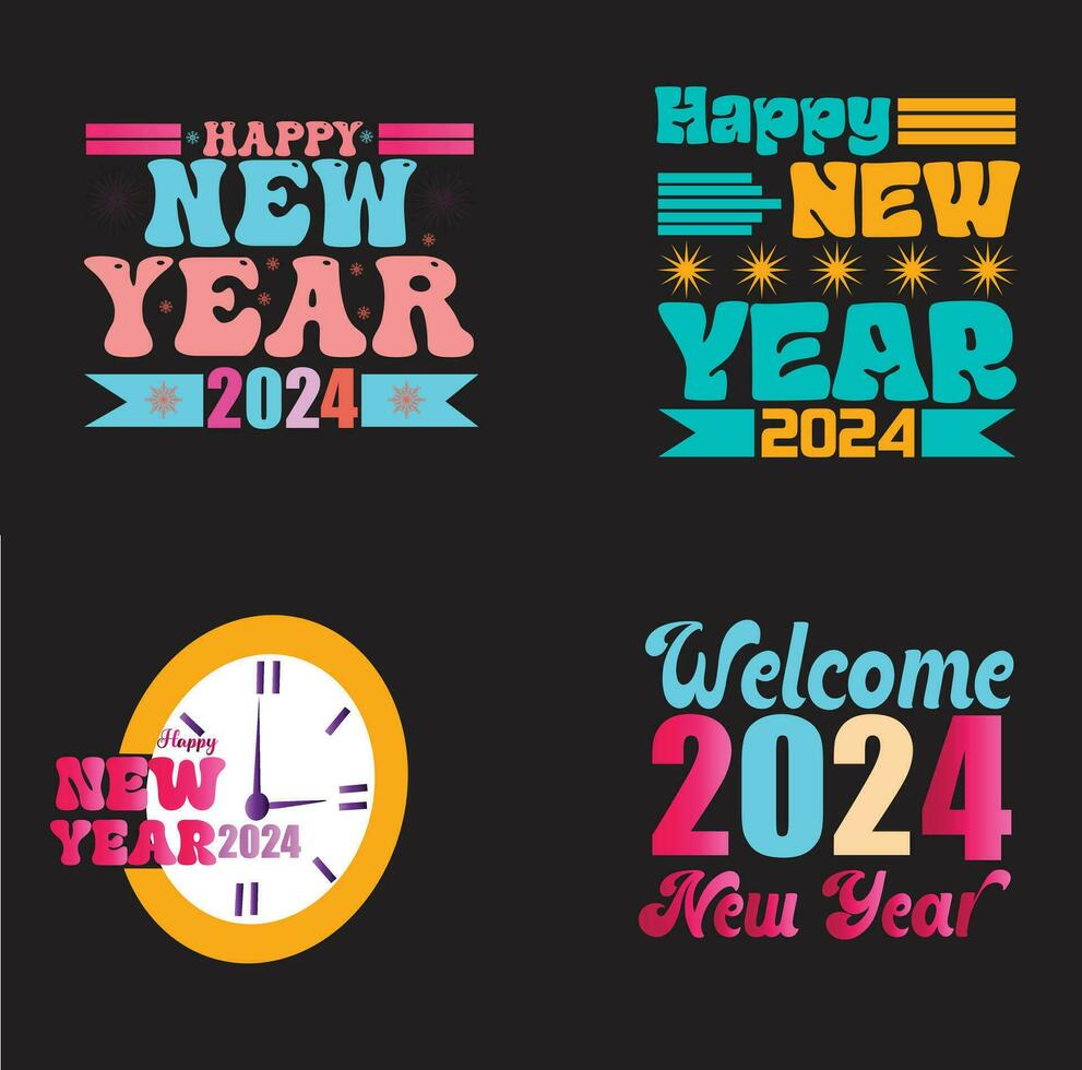 Happy new year typography t shirt design vector