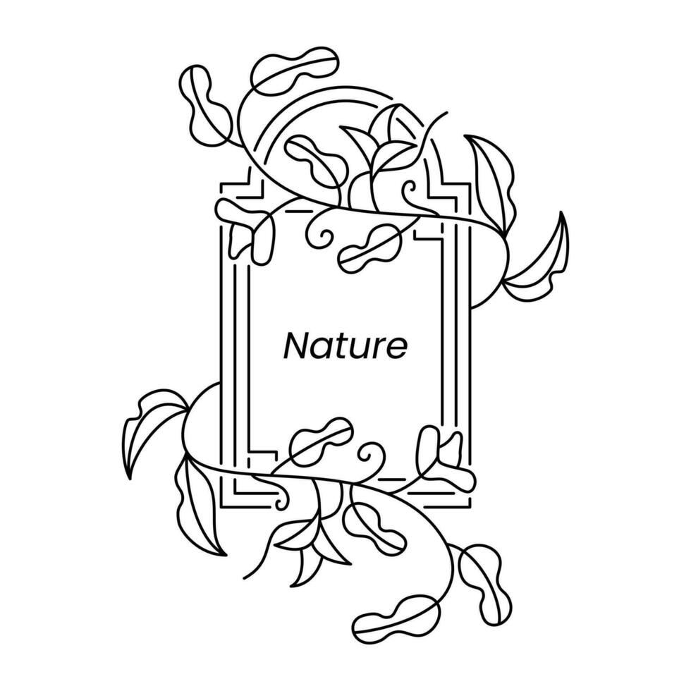nature frame illustration. hand drawn, line and beautiful style. used for wedding, decoration or print. editable stroke vector