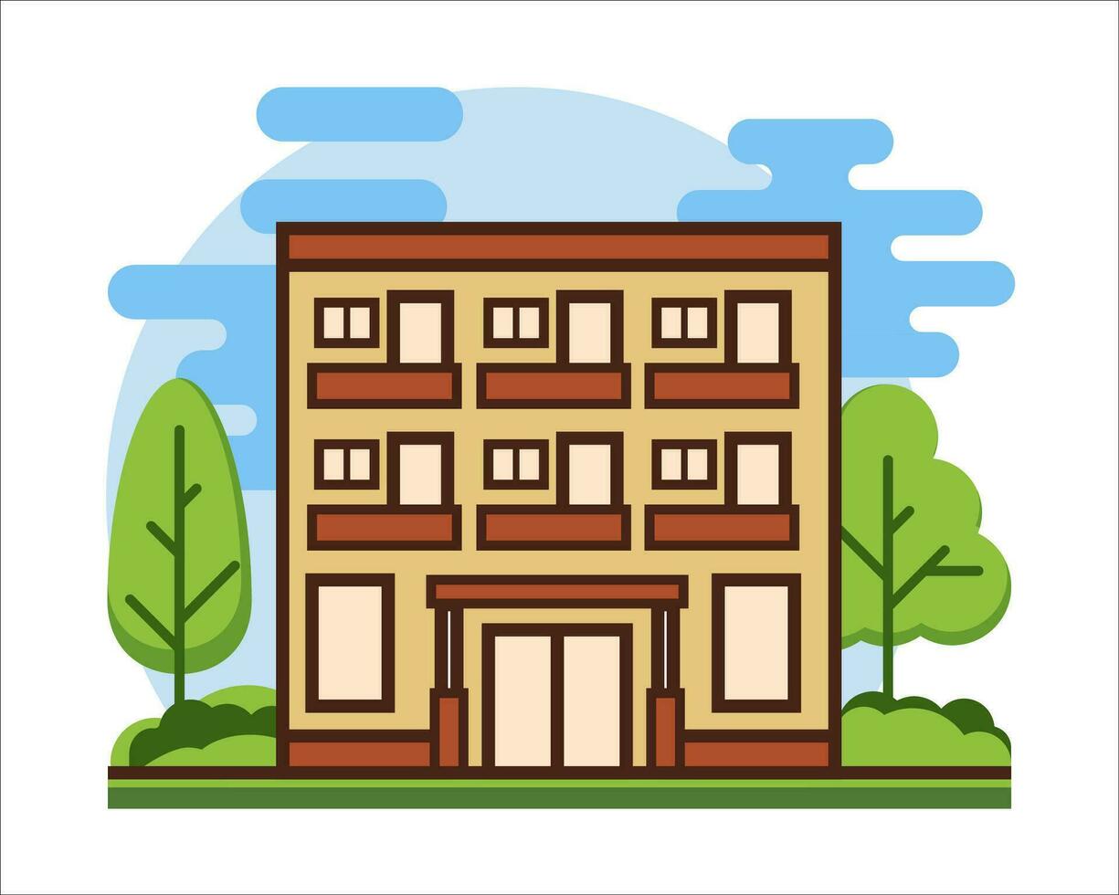 Apartment building icon. Hotel illustration of a modern building. vector