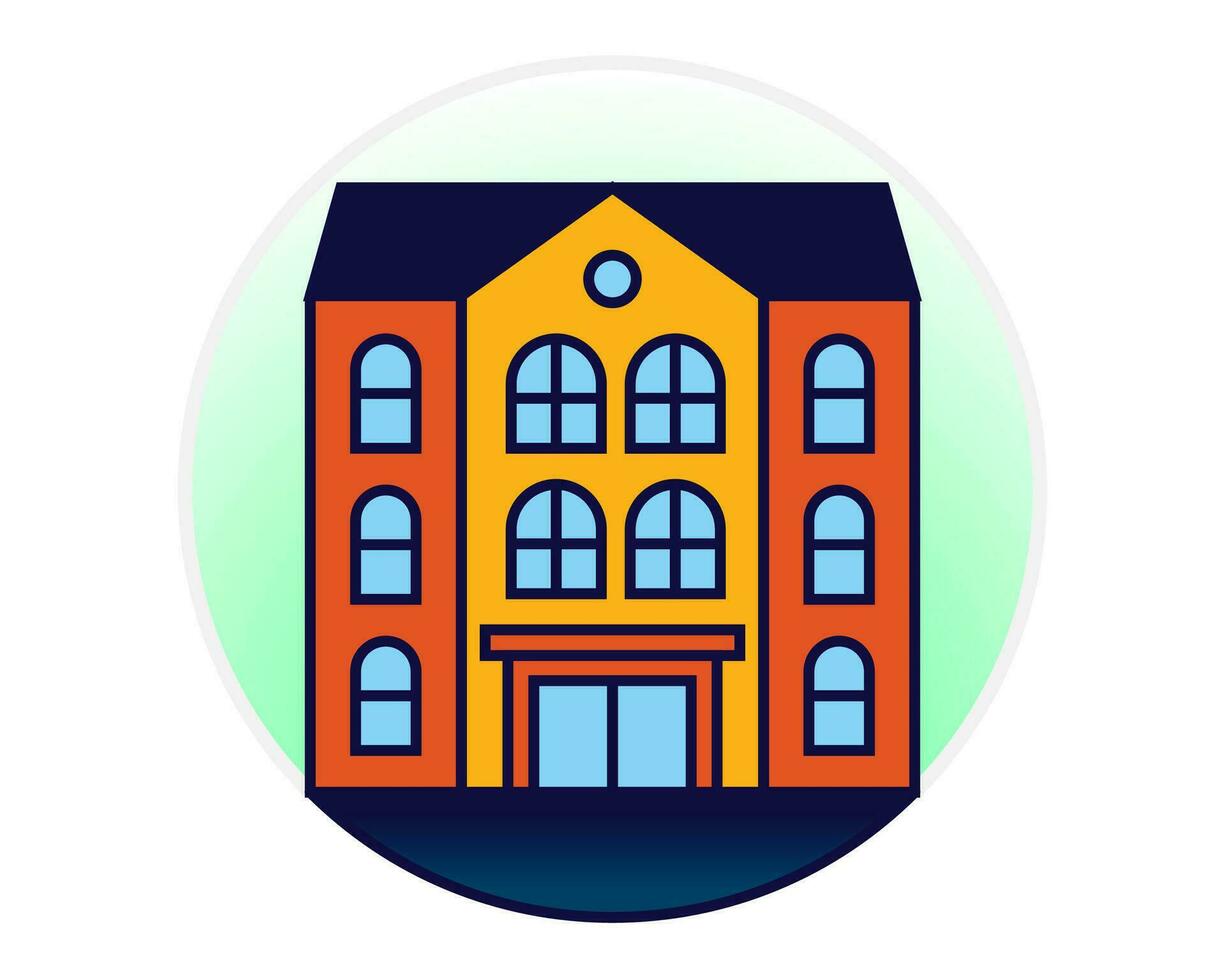 School university house icon in flat style on a office illustration. vector