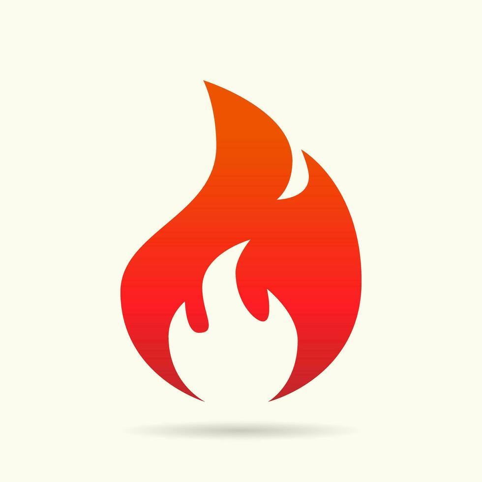 Fire flame icon with burning red hot sparks isolated on white background. Render sprite of fire emoji, energy and power concept. vector