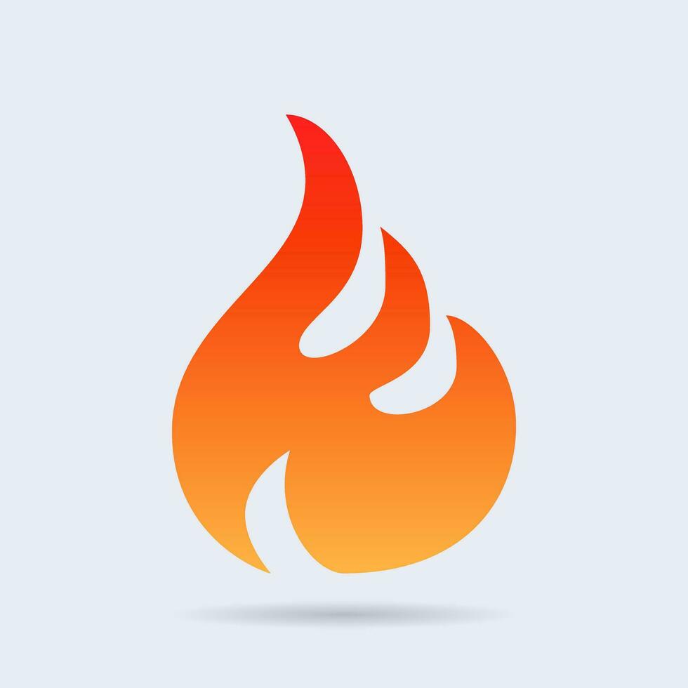 Icon red flame, fire, glow. Danger sign, warning, attention. Vector on white background