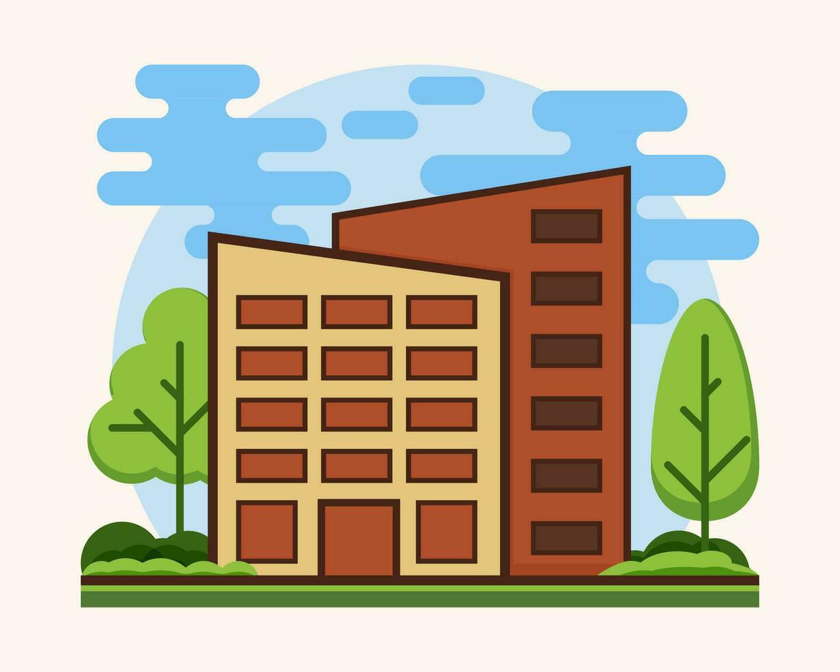 Office and Apartment Building concept with flat illustration. vector