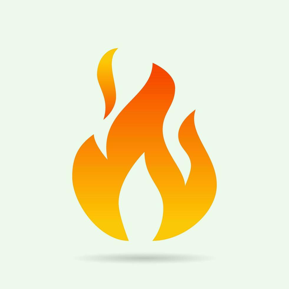 Red flame in abstract style on white background. Flat fire. vector