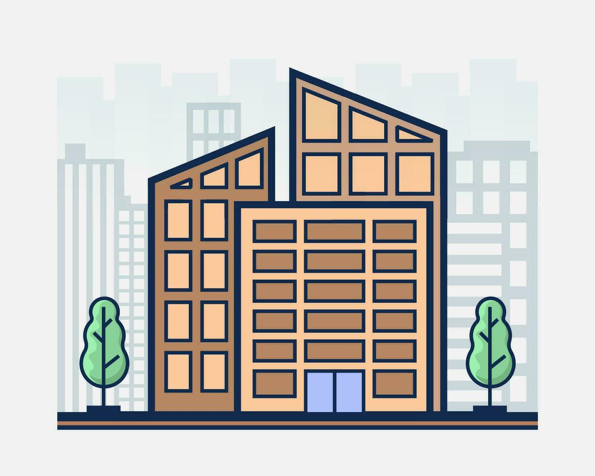 Office building and city concept with icon design, flat illustration vector