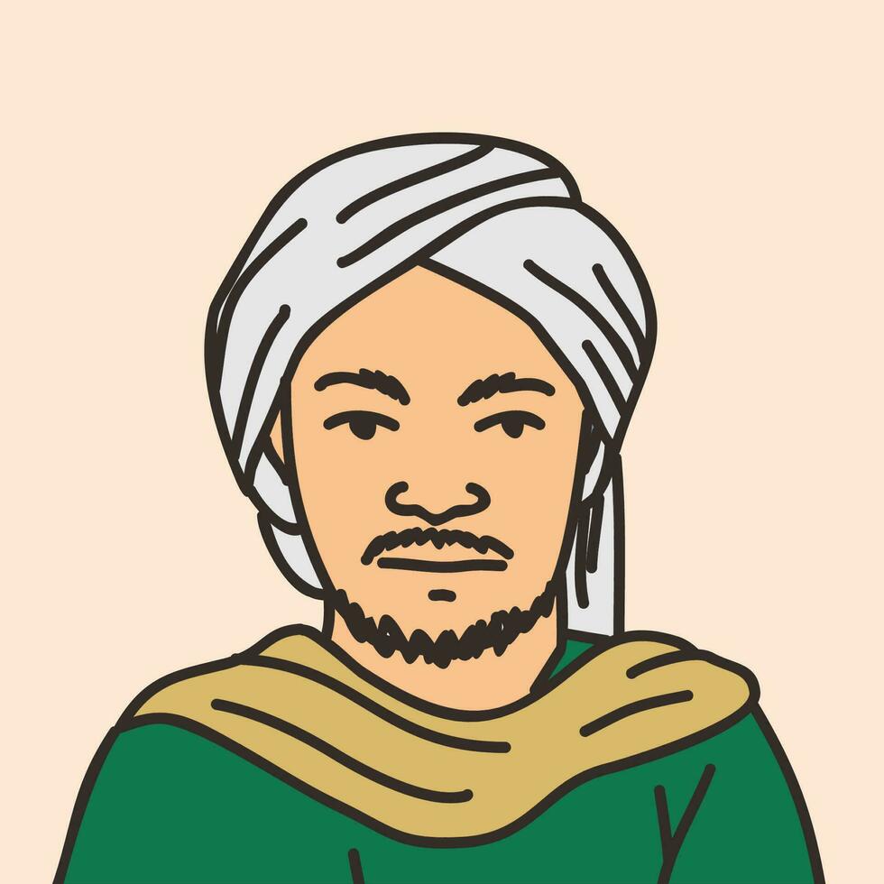 Illustration of a Muslim cleric, academic, scholar, with a turban and Middle Eastern clothing vector