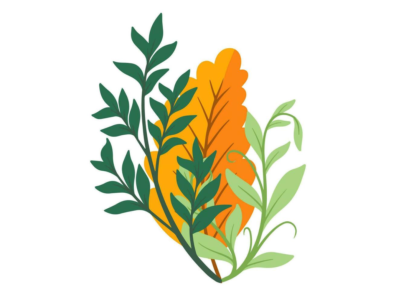Botanical Leaves Line Art Abstract Illustration vector